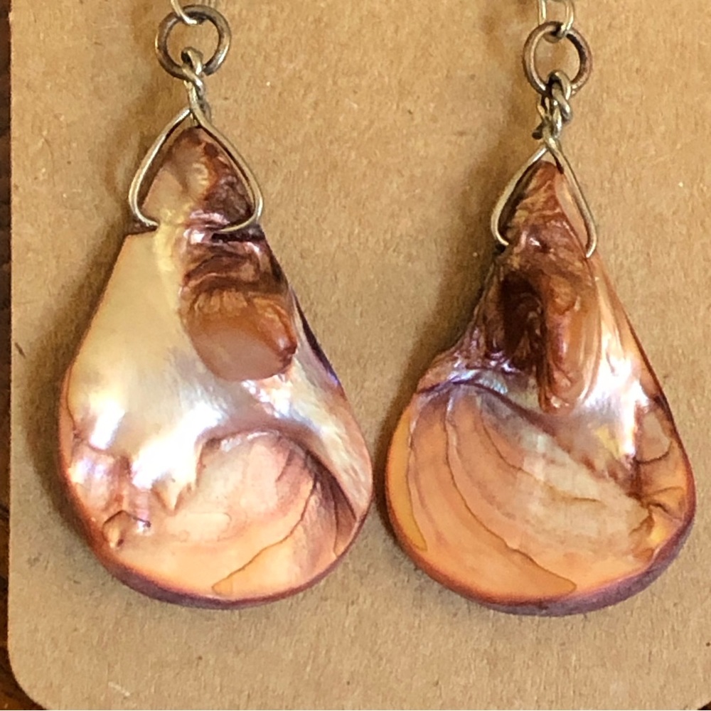 Hand Crafted Raindrop Shape Abalone Shell Earrings - image 2